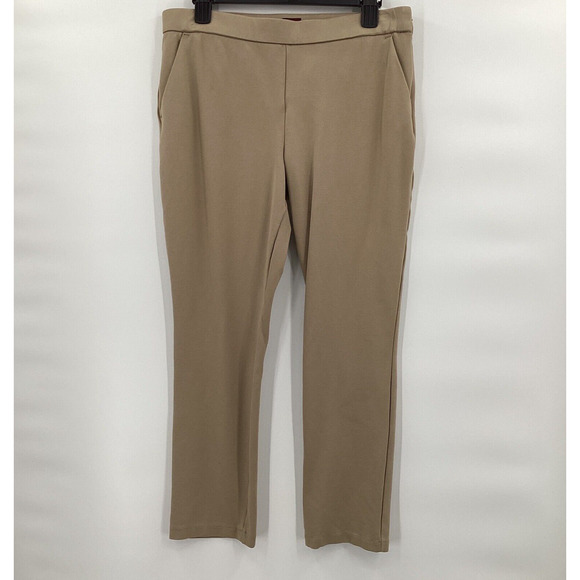 Lee Pants Womens 10 Medium Khaki Wide Leg High Rise Trousers Careerwear Classic - Picture 2 of 7